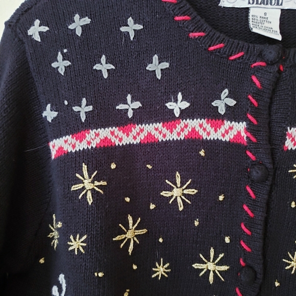 Vintage Segue Black Christmas Theme Cardigan Sweater - Picture 4 of 12